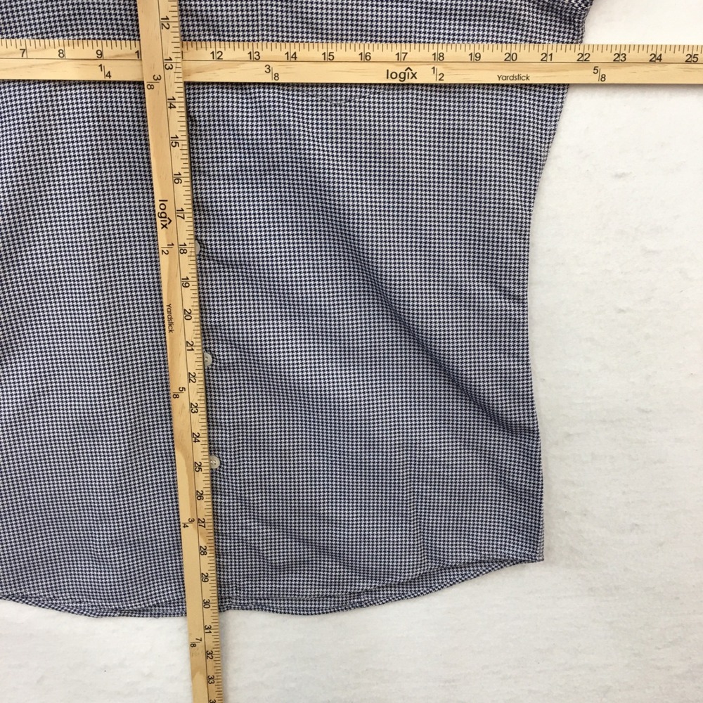 Dries Van Noten Mens Houndstooth Long Sleeve Button Shirt Blue White Size 50 - Picture 7 of 8